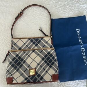 Dooney & Bourke Navy and Cream Plaid Crossbody Bag
